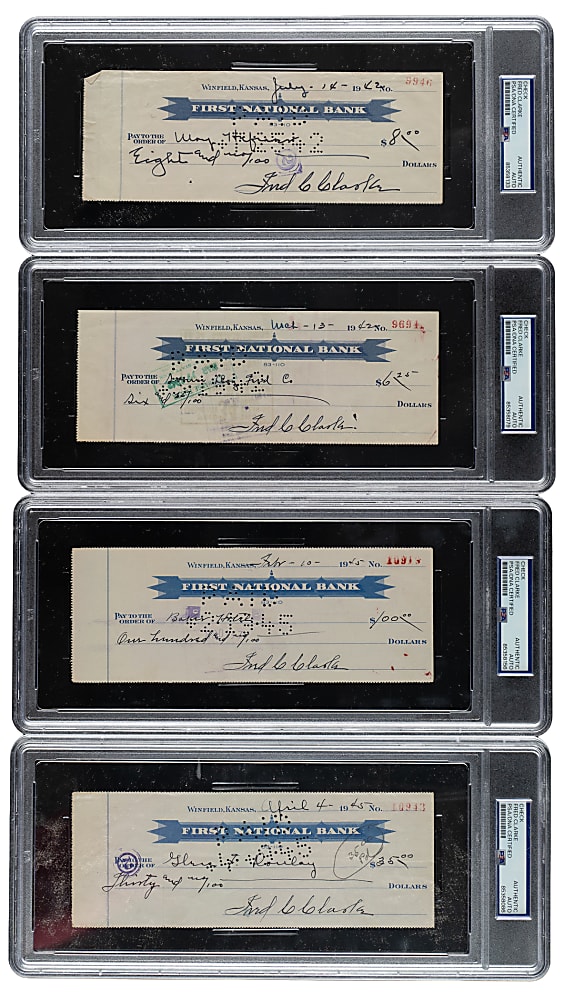 1942 and 1945  Fred Clarke Signed Check Collection (21) - PSA/DNA