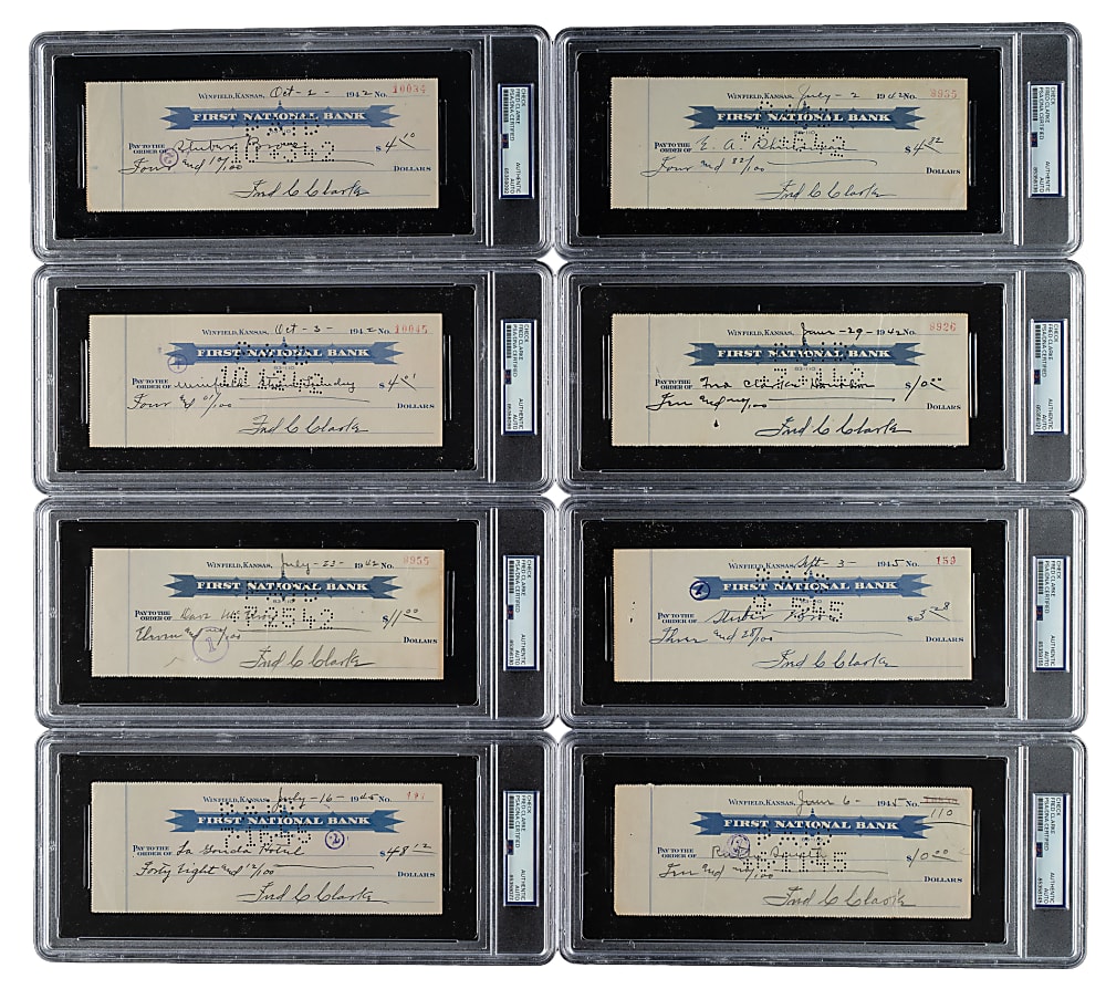 1942 and 1945  Fred Clarke Signed Check Collection (21) - PSA/DNA