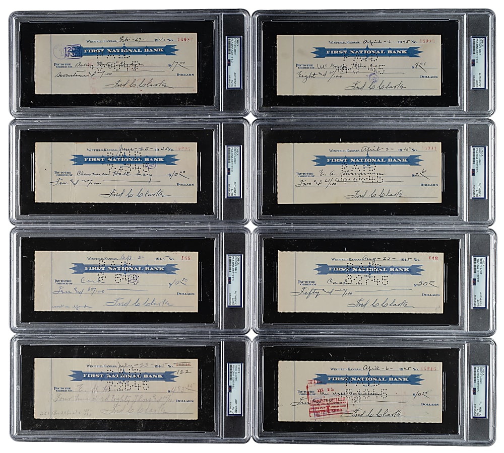 1942 and 1945  Fred Clarke Signed Check Collection (21) - PSA/DNA