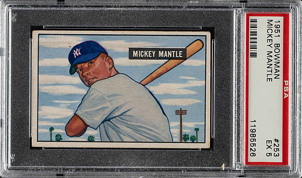 1951 Bowman #253 Mickey Mantle Rookie PSA EX 5