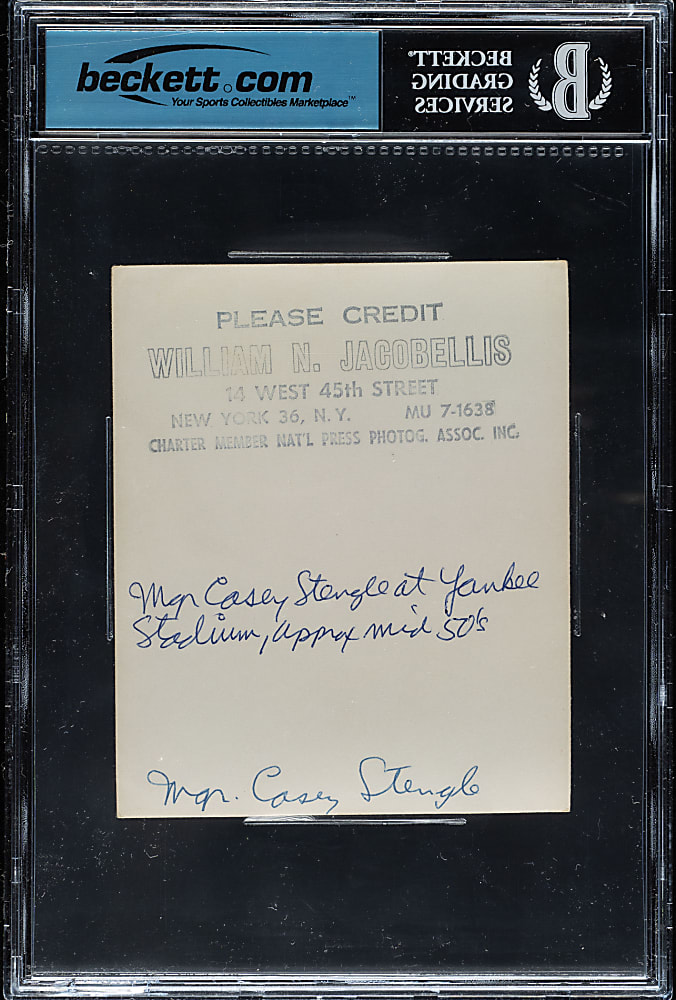 Circa 1950s Casey Stengel Original Bill Jacobellis Contact-Proof Photograph Beckett Type I - Image Used for 1952 Bowman Card!