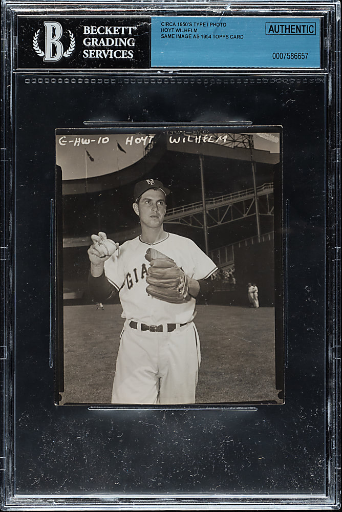 Circa 1950s Hoyt Wilhelm Original Bill Jacobellis Contact-Proof Photograph Beckett Type I - Image Used for 1954 Topps Card (Portrait Image)