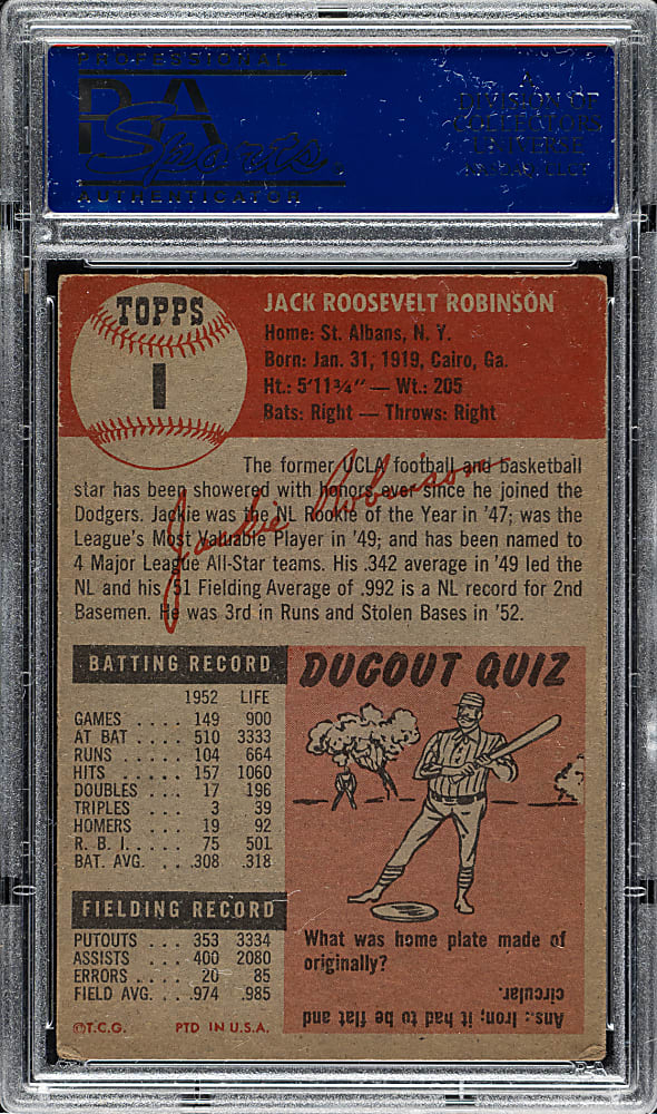 1953 Topps #1 Jackie Robinson PSA EX 5