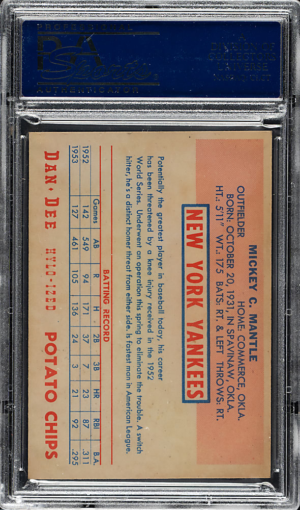 1954 Dan-Dee Potato Chips Mickey Mantle PSA EX-MT 6