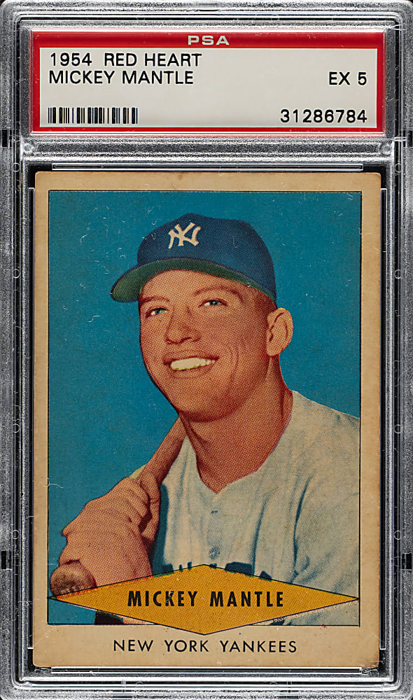1954 Red Heart Dog Food Mickey Mantle PSA EX 5