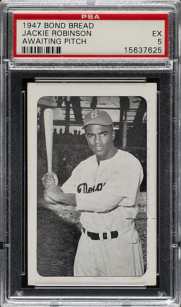 Circa 1947 Bond Bread Jackie Robinson Awaiting Pitch PSA EX 5