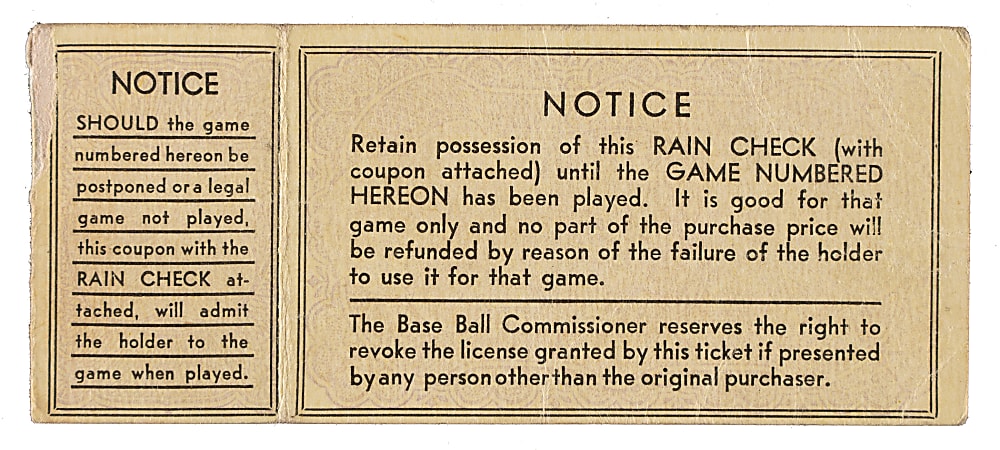 1933 World Series Game 4 Washington Senators (vs. New York Giants) Ticket Stub
