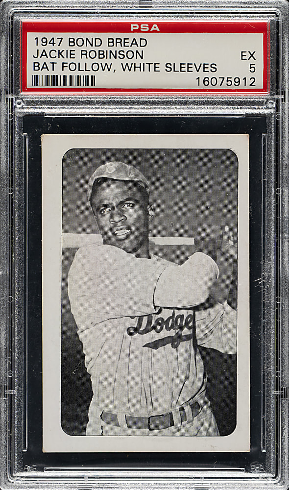 Circa 1947 Bond Bread Jackie Robinson Bat Follow, White Sleeves PSA EX 5