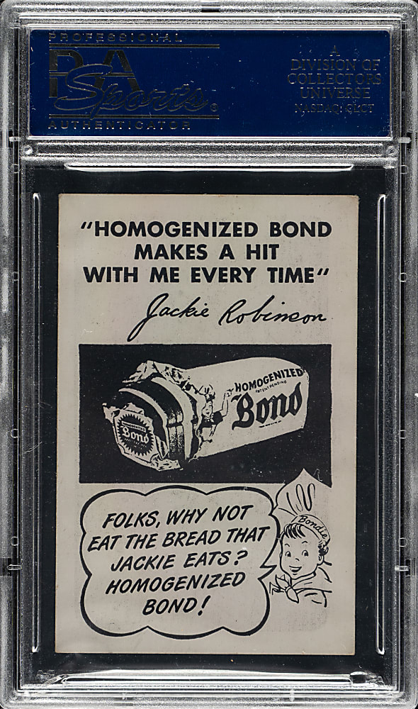Circa 1947 Bond Bread Jackie Robinson Bat Follow, White Sleeves PSA EX 5
