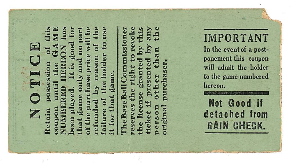 1924 New York Giants (vs. Washington Senators) World Series Game 5 Ticket Stub