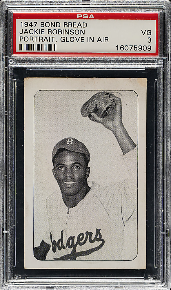 Circa 1947 Bond Bread Jackie Robinson Portrait, Glove In Air PSA VG 3