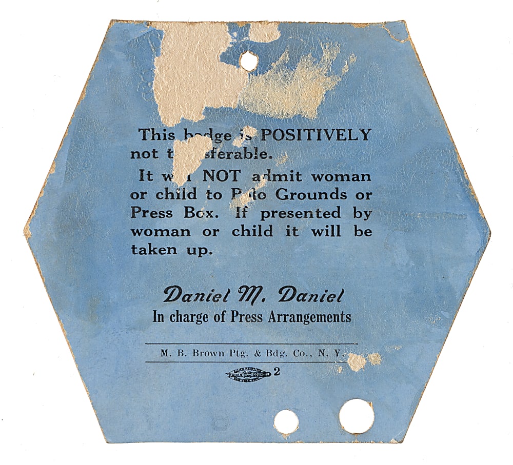 1933 World Series Press Pass