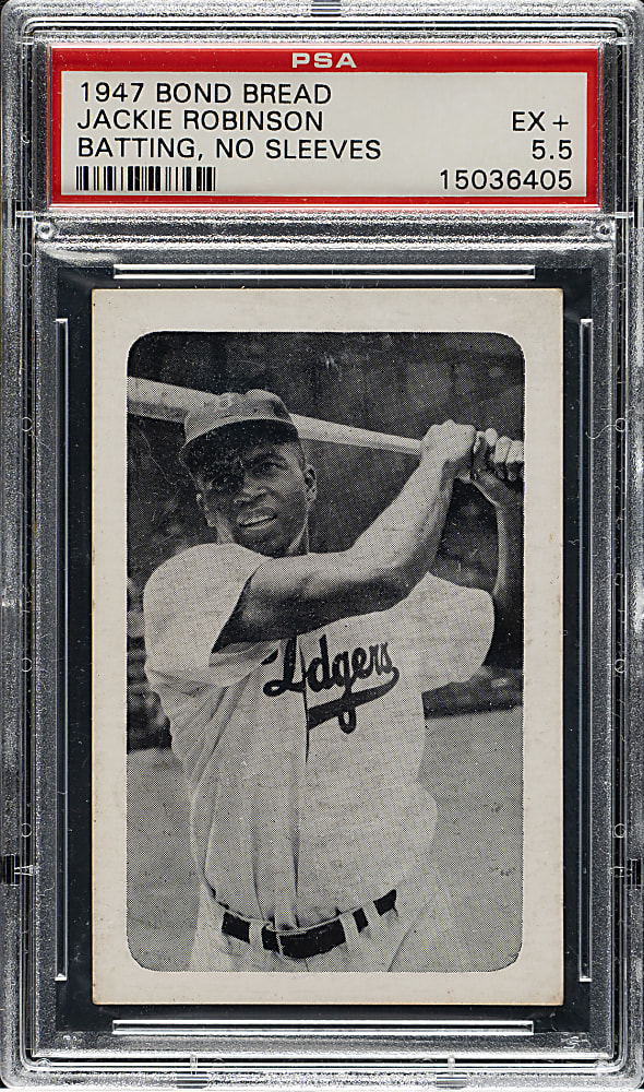 Circa 1947 Bond Bread Jackie Robinson Batting, No Sleeves PSA EX+ 5.5