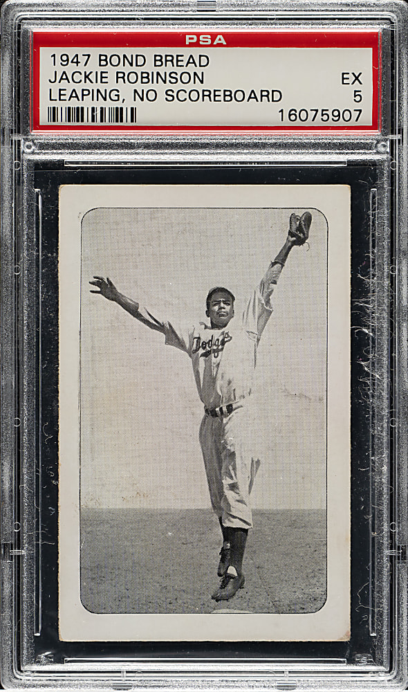 Circa 1947 Bond Bread Jackie Robinson Leaping, No Scoreboard PSA EX 5