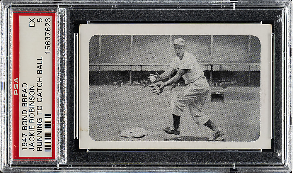 Circa 1947 Bond Bread Jackie Robinson Running To Catch Ball PSA EX 5