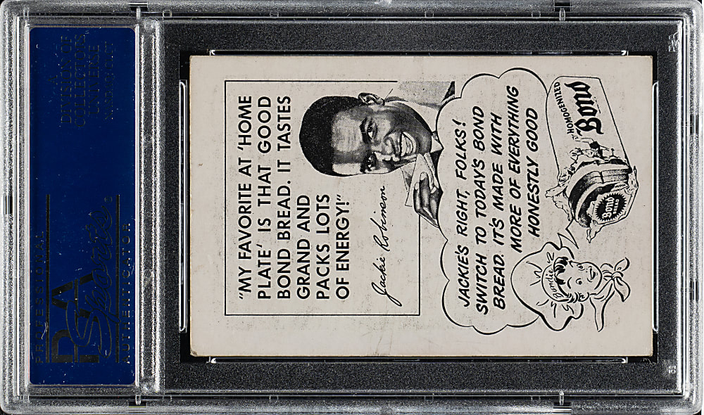 Circa 1947 Bond Bread Jackie Robinson Running To Catch Ball PSA EX 5