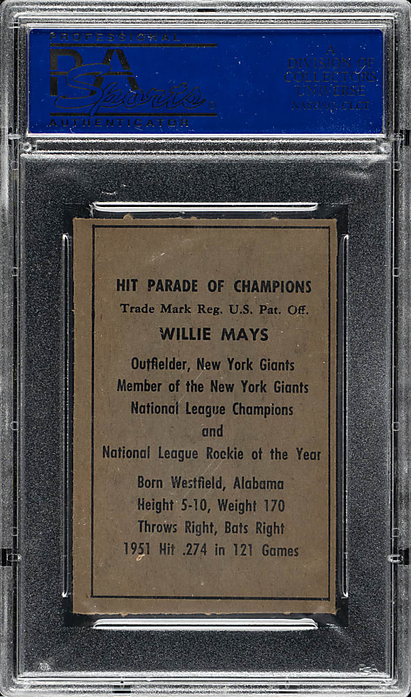 1952 Berk Ross Willie Mays PSA EX-MT 6