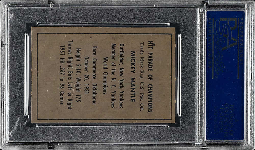 1952 Berk Ross Mickey Mantle PSA EX-MT 6