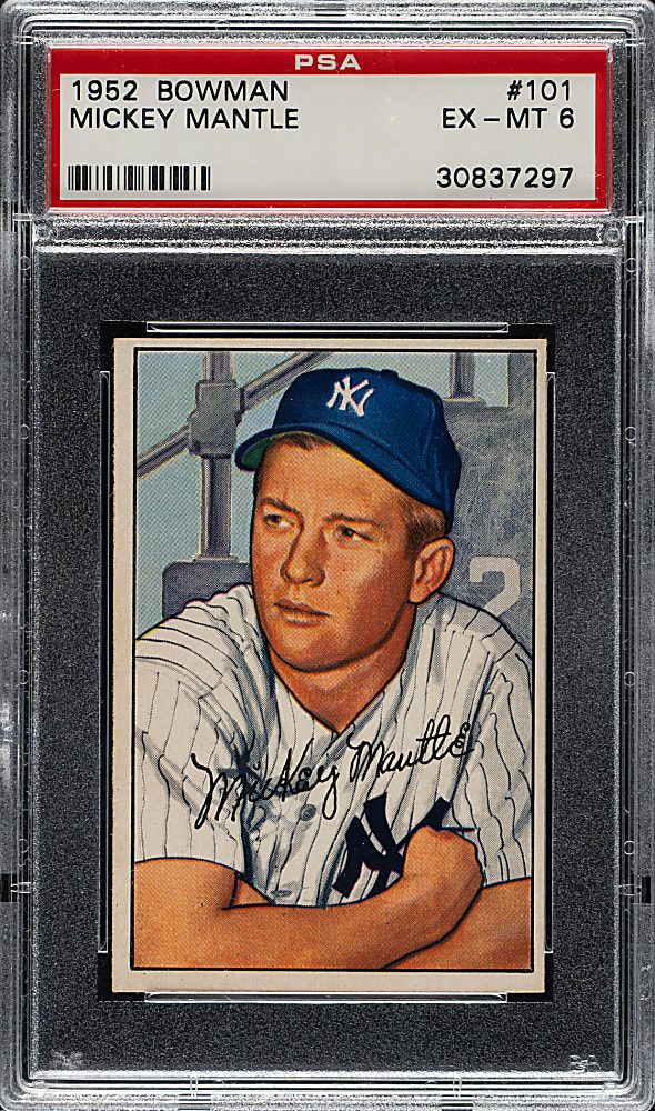 1952 Bowman #101 Mickey Mantle PSA EX-MT 6