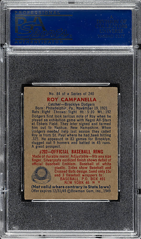 1949 Bowman #84 Roy Campanella Rookie PSA EX 5