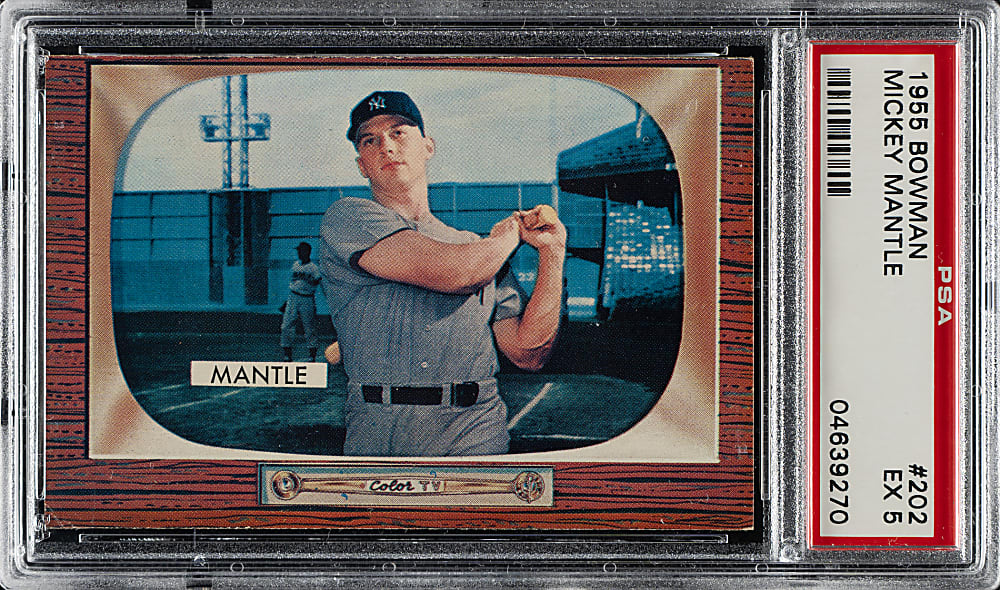1955 Bowman #202 Mickey Mantle PSA EX 5
