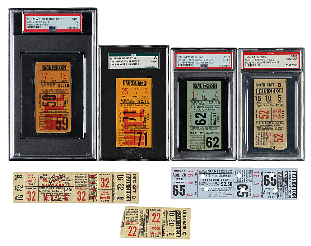 1951 to 1962 New York and San Francisco Giants Ticket Stub Collection (75) - All Willie Mays Home Run Games!