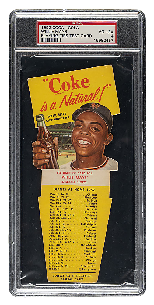 1952 Coca-Cola Playing Tips Test Willie Mays PSA VG-EX 4