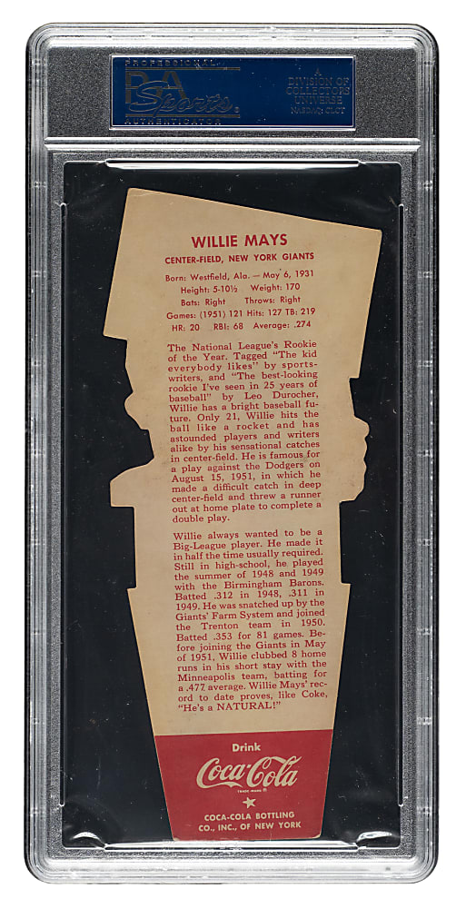 1952 Coca-Cola Playing Tips Test Willie Mays PSA VG-EX 4