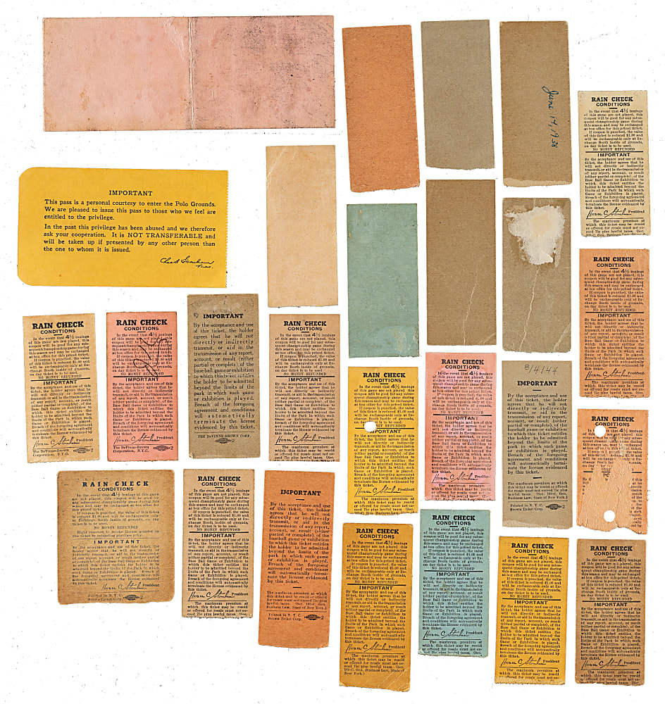 1932 to 1945 New York Giants Polo Grounds Ticket Stub Collection (31) - All Mel Ott Home Run Games!