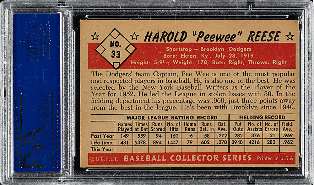 1953 Bowman Color #33 Pee Wee Reese PSA EX 5