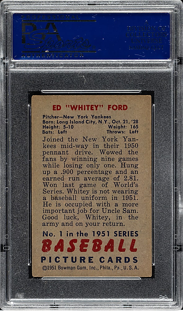 1951 Bowman #1 Whitey Ford Rookie PSA EX 5