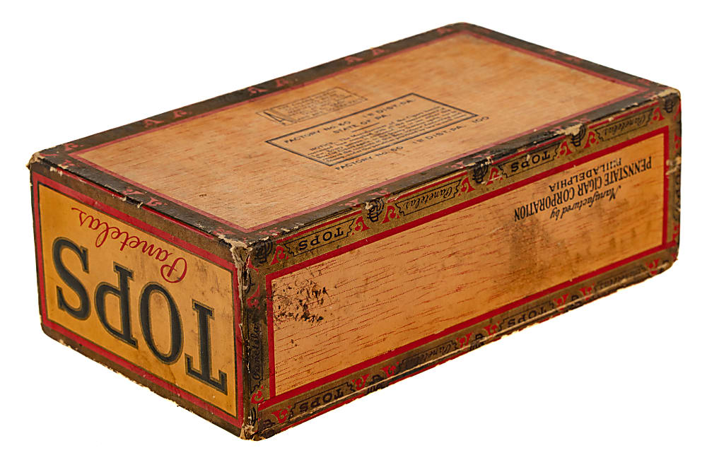 1926 Maryland Club Tobacco Pouch Collection (8) and Vintage Tops Panetelas Cigar Box