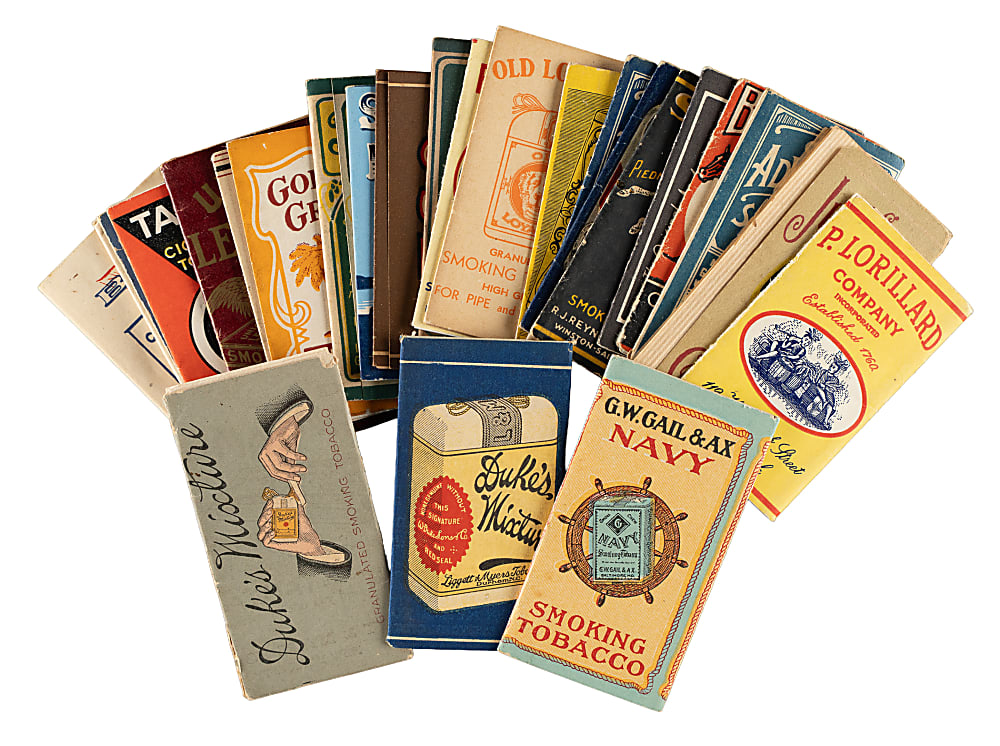 Nineteenth-Century Tobacco and Cigarette Paper Collection (25 Booklets) Including Navy, Duke's, and P. Lorillard