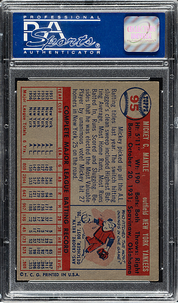 1957 Topps #95 Mickey Mantle PSA EX 5