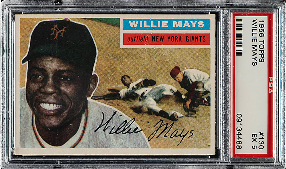 1956 Topps #130 Willie Mays Gray Back PSA EX 5