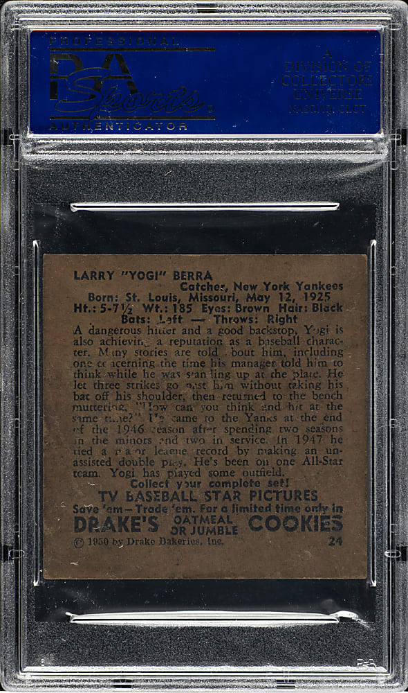 1950 Drake's Cookies #24 Yogi Berra PSA EX 5