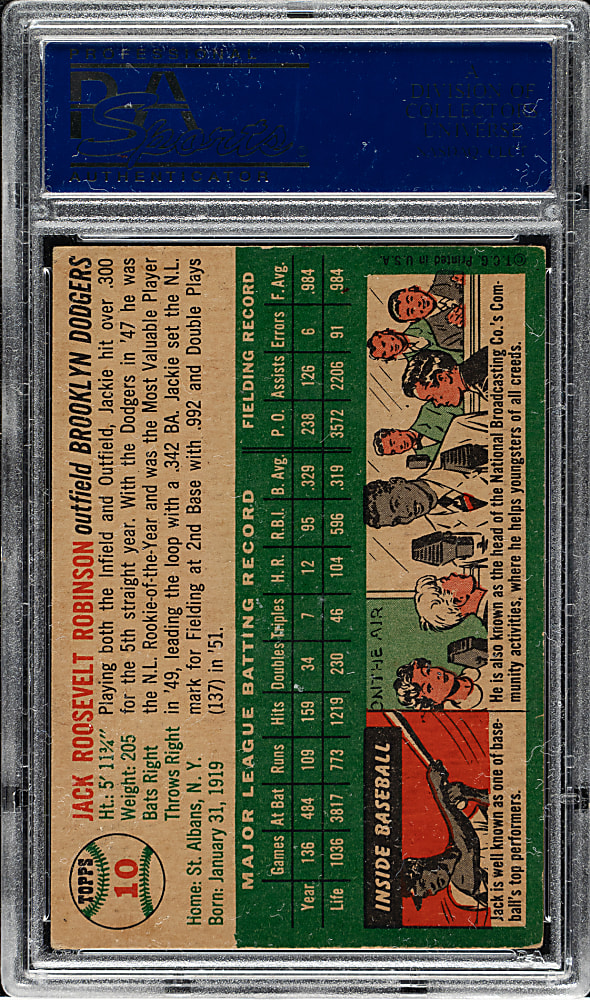 1954 Topps #10 Jackie Robinson PSA EX 5