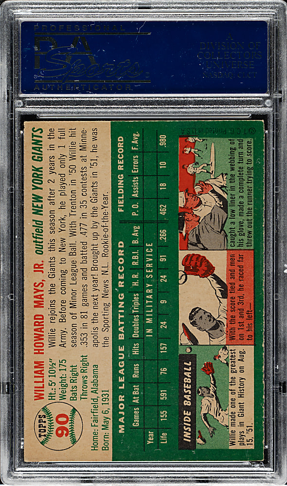 1954 Topps #90 Willie Mays PSA EX 5