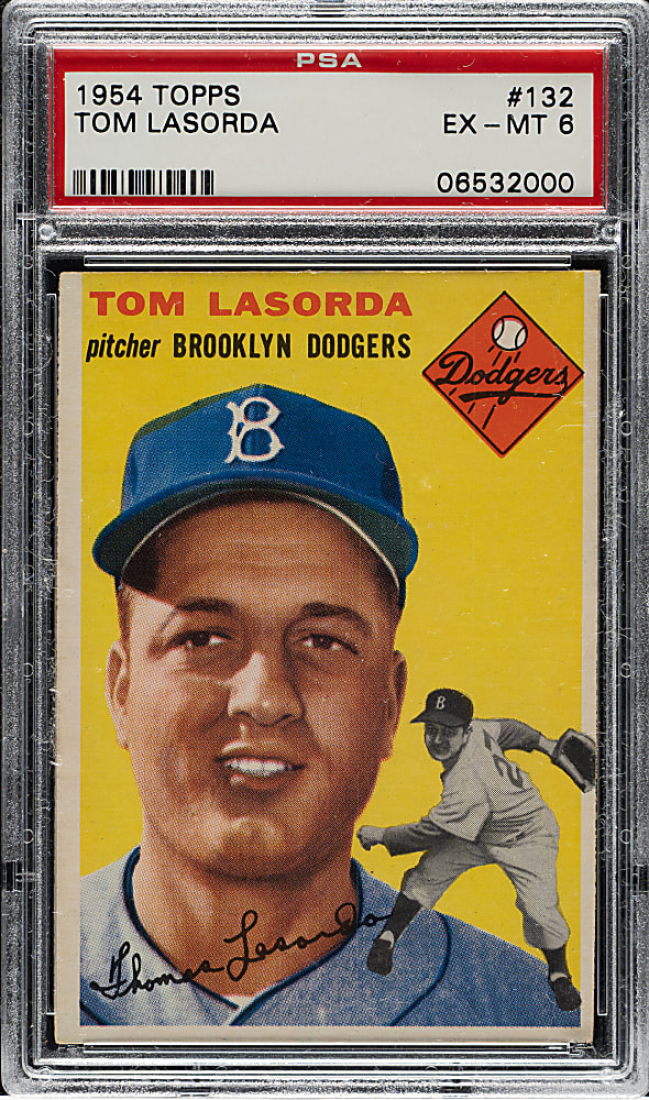 1954 Topps #132 Tom Lasorda Rookie PSA EX-MT 6