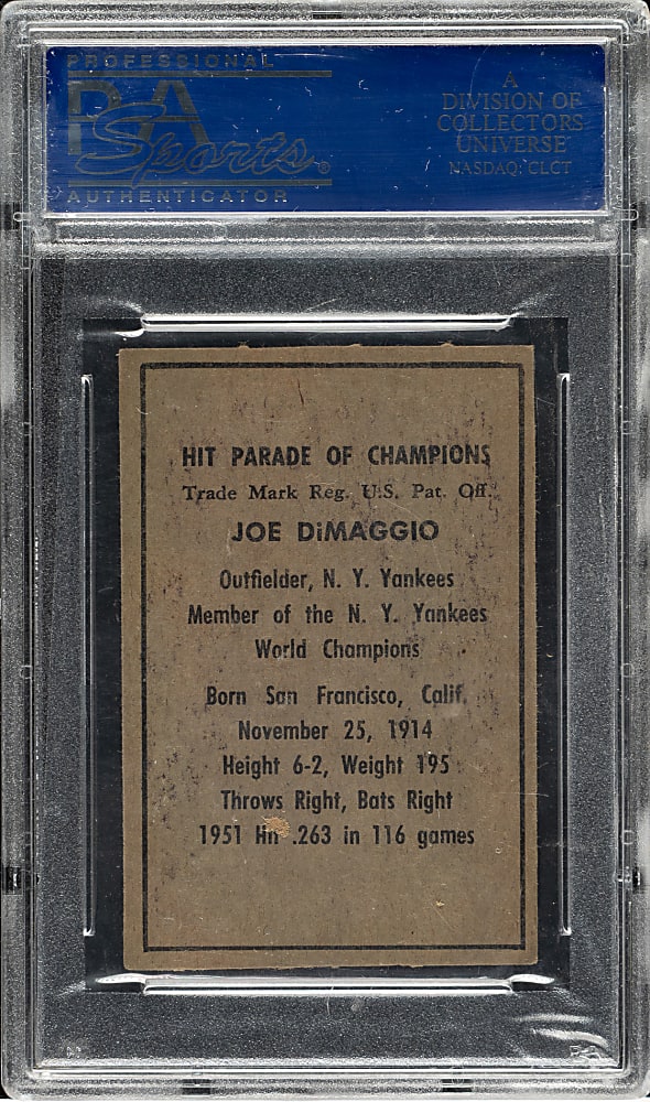 1952 Berk Ross Joe DiMaggio PSA EX-MT 6