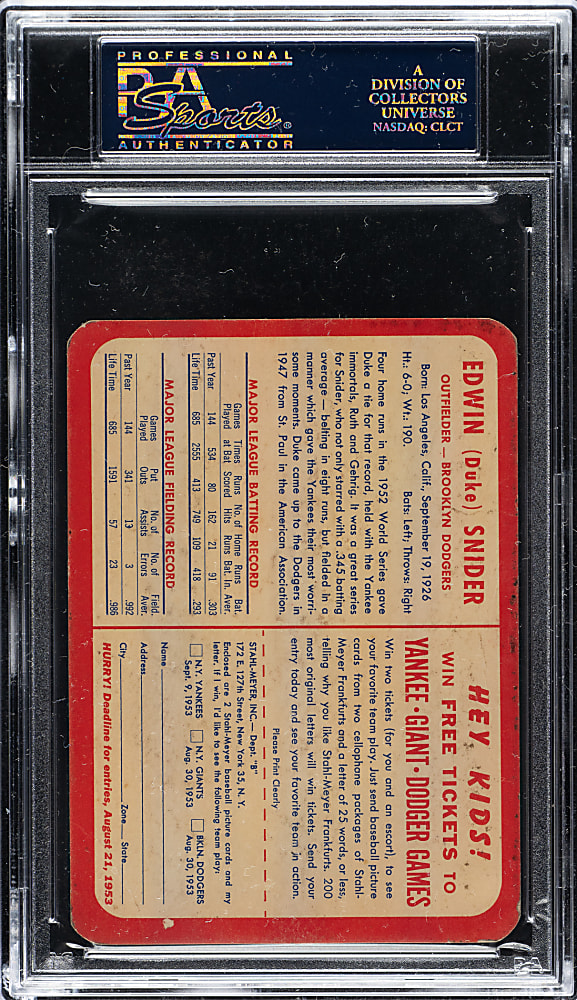 1953 Stahl-Meyer Franks Duke Snider PSA GOOD+ 2.5