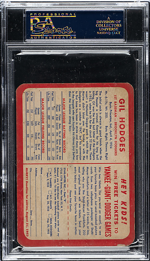 1953 Stahl-Meyer Franks Gil Hodges PSA VG 3