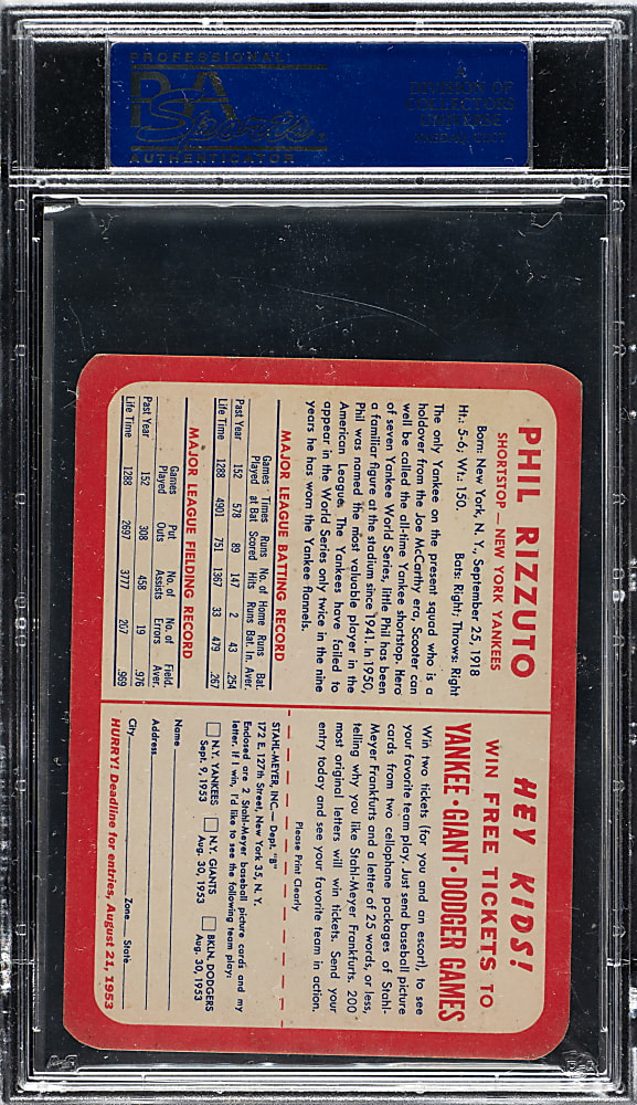 1953 Stahl-Meyer Franks Phil Rizzuto PSA VG-EX 4