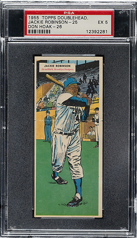1955 Topps Double Headers #25/26 Jackie Robinson/Don Hoak PSA EX 5