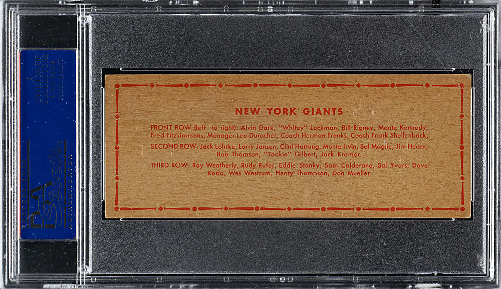 1951 Topps Teams New York Giants Dated PSA EX-MT 6