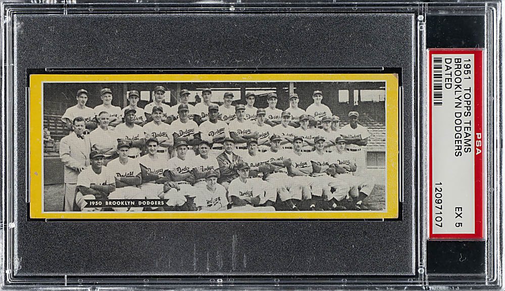 1951 Topps Teams Brooklyn Dodgers Dated PSA EX 5 with Jackie Robinson, Campanella, Hodges, Reese, and Snider