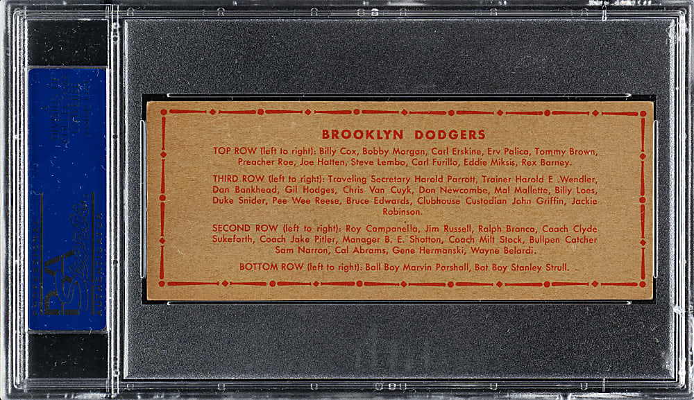1951 Topps Teams Brooklyn Dodgers Dated PSA EX 5 with Jackie Robinson, Campanella, Hodges, Reese, and Snider