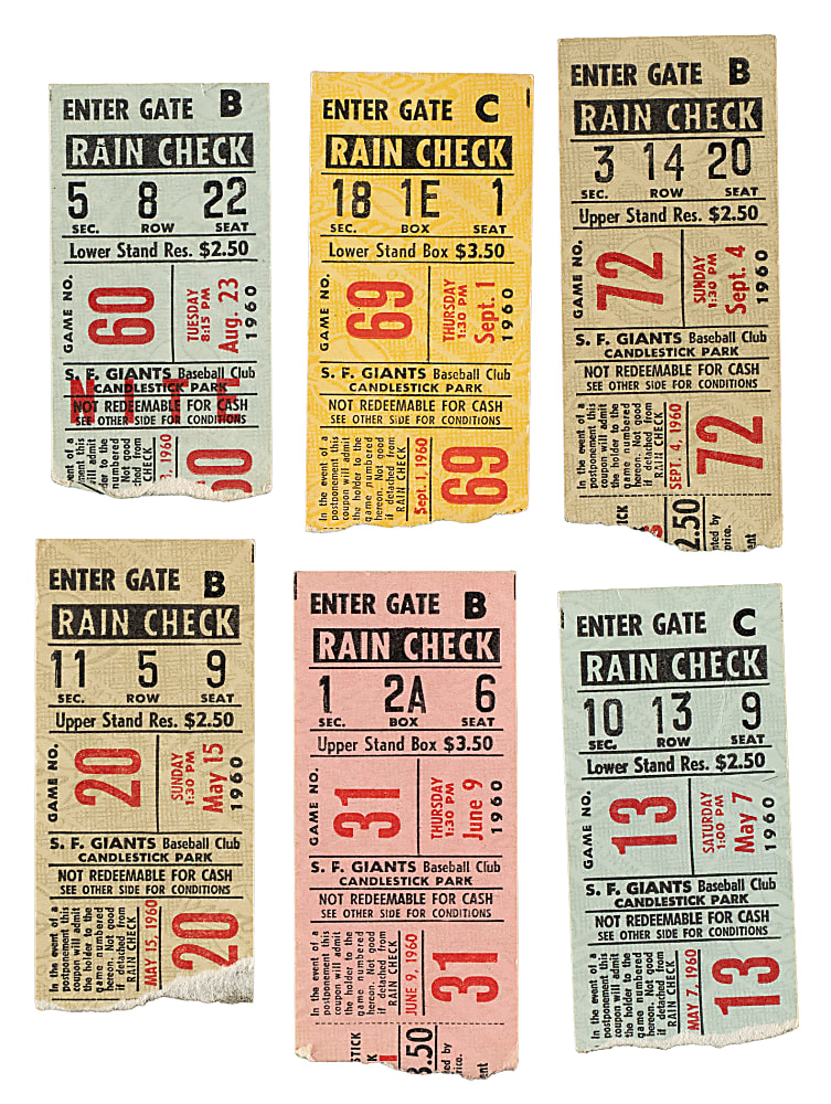 1960 San Francisco Giants Candlestick Park Ticket Stub Collection (44) - First Year of Candlestick Park