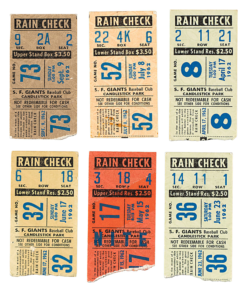 1962 San Francisco Giants Candlestick Park Ticket Stub Collection (33) - National League Championship Season