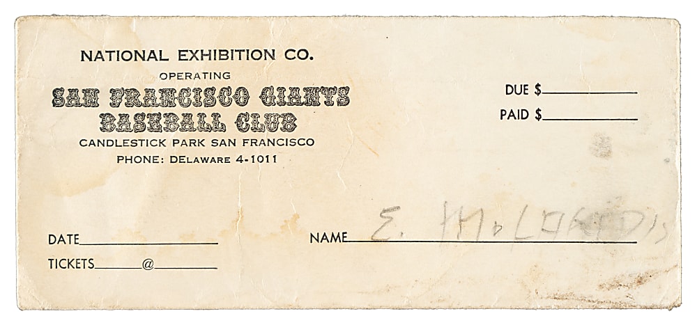 1962 San Francisco Giants Candlestick Park Ticket Stub Collection (33) - National League Championship Season